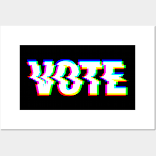 Vote Glitch Effect Posters and Art